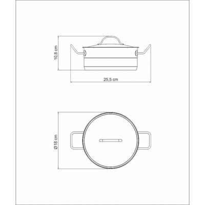 Caçarola Professional Rasa Aço Inox Fundo Triplo Tampa Plana Detalhe Satinado 16cm 1,4l