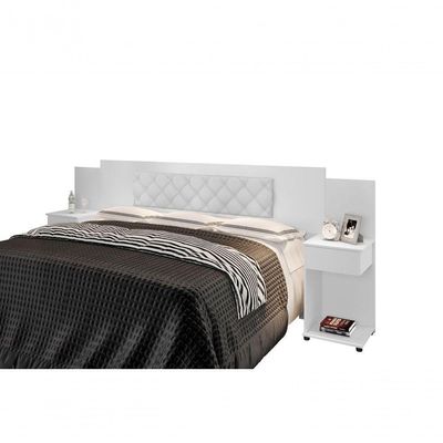 Cabeceira Box Bruna Branco Com Capitonê Branco