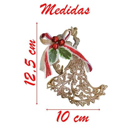 Enfeite Pendente árvore Natal Anjo Dourado 12,5cm