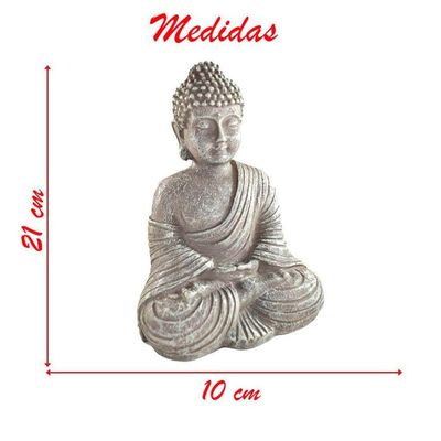 Escultura Decorativa Buda Meditando Ornamentação Zen Resina 21cm