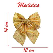 Enfeite árvore Natal Laço Dourado Brilhante 14cm 8 Unidades