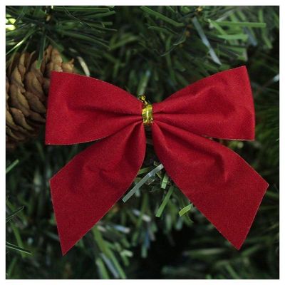 Enfeite árvore Natal Laço Vermelho 7cm 18 Unidades