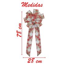 Enfeite árvore Natal Laço Decorado Flocos De Neve 78 Cm