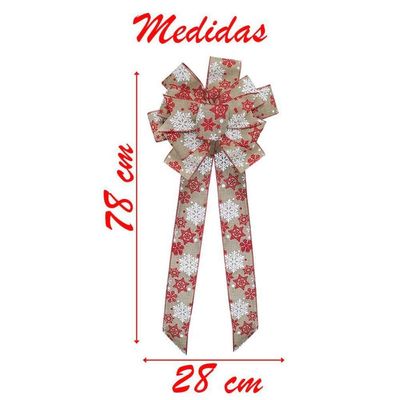 Enfeite árvore Natal Laço Decorado Flocos De Neve 78 Cm