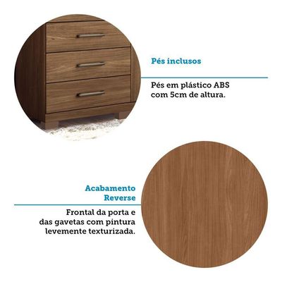 Cômoda Multiuso 1 Porta 6 Gavetas Com Pés Marabá Santos Andirá Jatoba