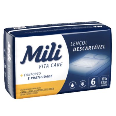 Lençol Descartável Absorvente Mili Vita Care p/adulto 5 pacotes c/ 6 lençóis  Total 30 lençóis