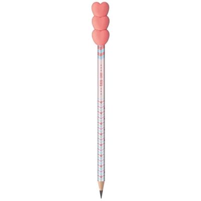 LAPIS PRETO HB2 COM TOPPER LOVE CORRAÇÕES BORRACHA - TRIS