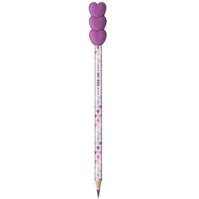 LAPIS PRETO HB2 COM TOPPER LOVE CORRAÇÕES BORRACHA - TRIS