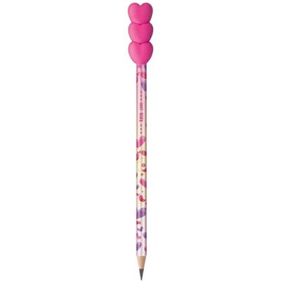 LAPIS PRETO HB2 COM TOPPER LOVE CORRAÇÕES BORRACHA - TRIS