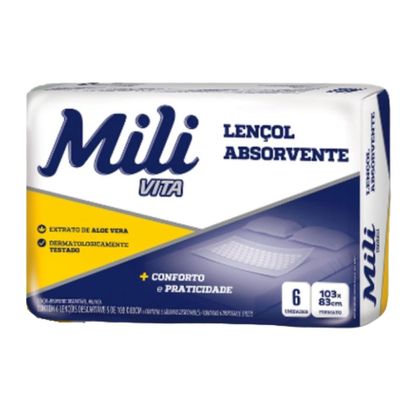 Lençol Descartável  Absorvente Mili Vita para adulto  3 pacotes com 6 lençóis   Total 18 lençóis