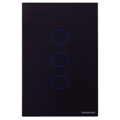 Interruptor Touch Wi-Fi Smart Tramontina Preto com 3 Canais