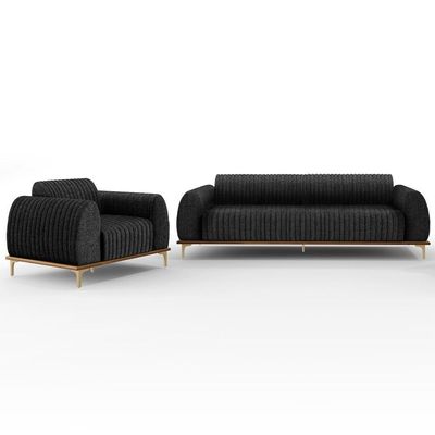 Kit Sofá 3 Lugares 210Cm E Poltrona Molino Chumbo D-465