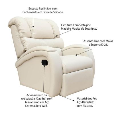 Poltrona Do Papai Reclinável Zero Wall Com Gatilho Biorne F05 Corano Bege - Lyam Decor