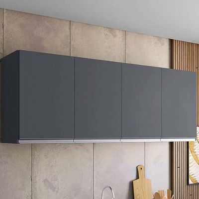 Armário Aéreo Cozinha Adriana 4 Portas 160 Cm Cinza