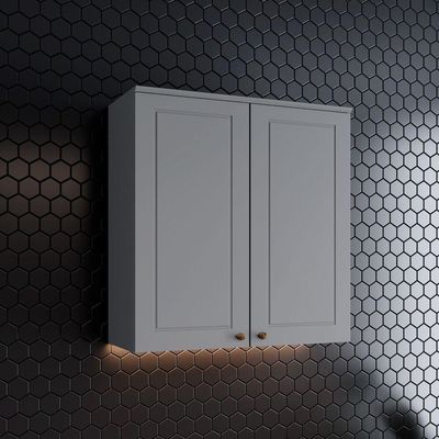 Armário Aéreo 2 Portas 80 Cm Amy Casa 812 Cinza