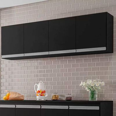 Armário Aéreo Cozinha Adriana 4 Portas 160 Cm Preto