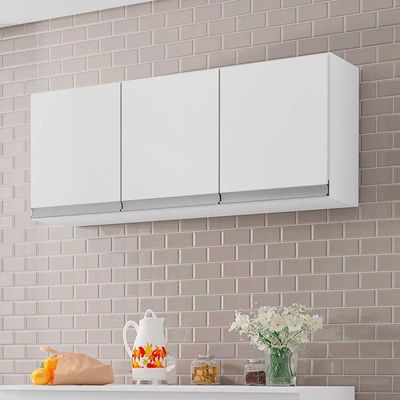 Armário Aéreo Cozinha Adriana 3 Portas 120 Cm Branco