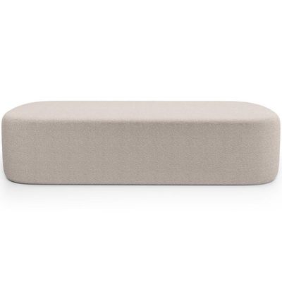 Kit 02 Puffs Decorativos Orgânico Para Living Quarto 160cm Doha W01 Bouclê Creme - Lyam Decor