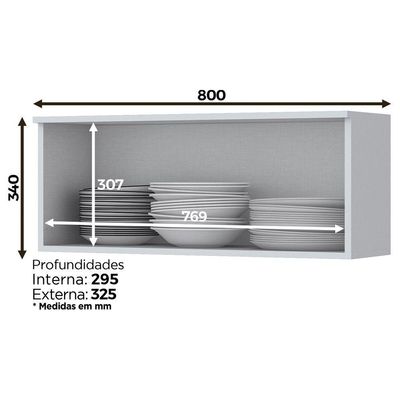 Armário Aéreo 01 Porta Basculante 80 Cm Amy Branco Hp Casa 812 Branco Hp