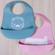 Babador Cata Migalha Silicone Impermeável Azul