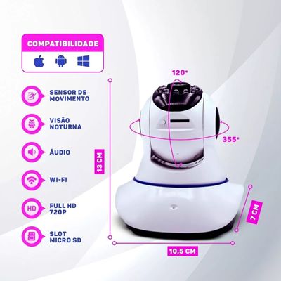 Baba Eletronica Camera Wifi Sem Fio Visão Noturna Microfone