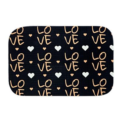 Tapete Estampado Golden Love Preto 60x40cm Antiderrapante