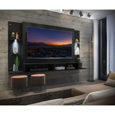 Painel Tv 60'' com 2 Leds e Prateleiras de Vidro Vegas
