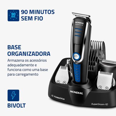 Aparador de Pelos Super Groom 10 Mondial BG-03 BODY GROOM BG-03 BIVOLT