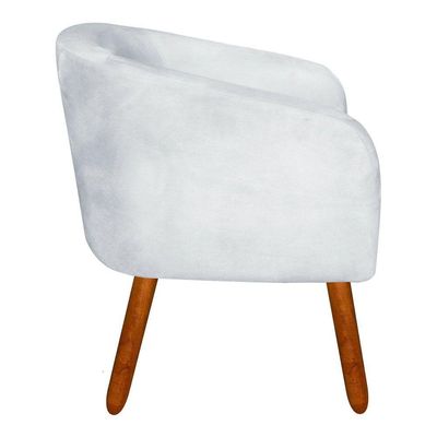 Kit 02 Poltronas Stella Suede Cinza Pés Palito Castanho