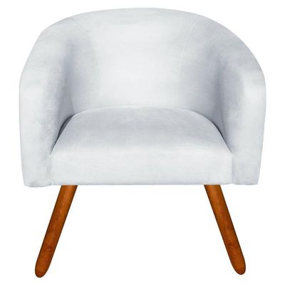 Kit 02 Poltronas Stella Suede Cinza Pés Palito Castanho