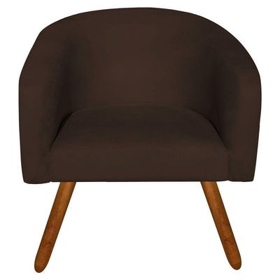 Kit 02 Poltronas Stella Suede Marrom Pés Palito Castanho