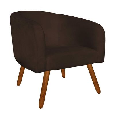 Kit 02 Poltronas Stella Suede Marrom Pés Palito Castanho