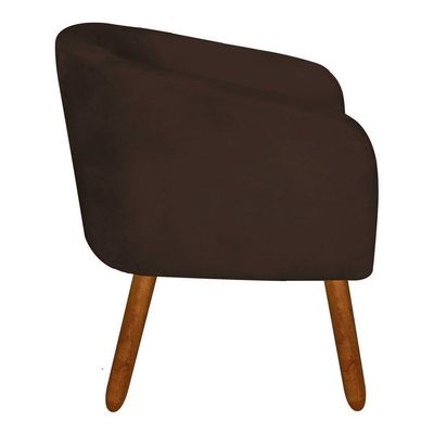 Kit 02 Poltronas Stella Suede Marrom Pés Palito Castanho