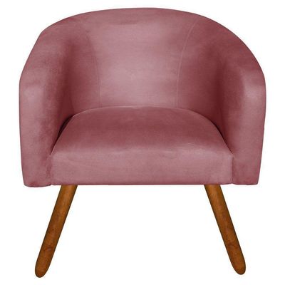Kit 02 Poltronas Stella Suede Rose Pés Palito Castanho