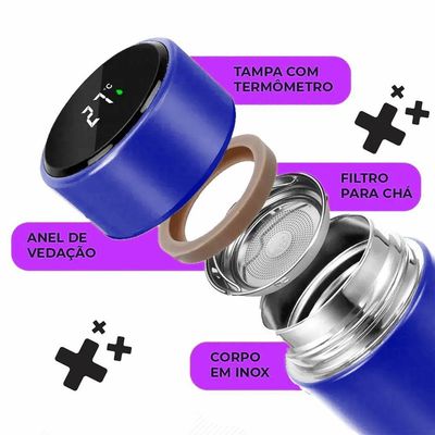 Garrafa Térmica Inteligente De Inox 500ml Led Azul