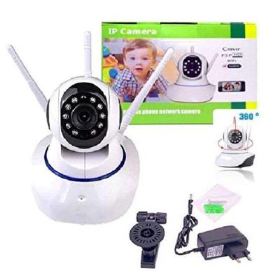 Camera Ip 3 Antenas Wireless Sem Fio Wifi Sensor Noturna