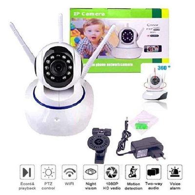 Camera Ip 3 Antenas Wireless Sem Fio Wifi Sensor Noturna