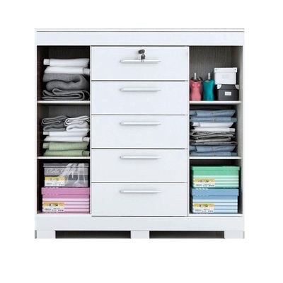 Cômoda Diana Prime Com 5 Gavetas Com Chave Acp Móveis Branco