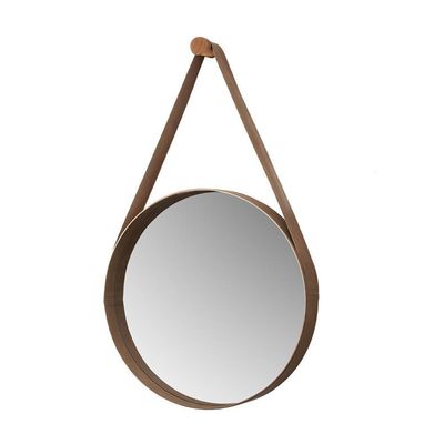 Espelho Decorativo Castanheira De 50 Cm Com Alça Castanho Castanho