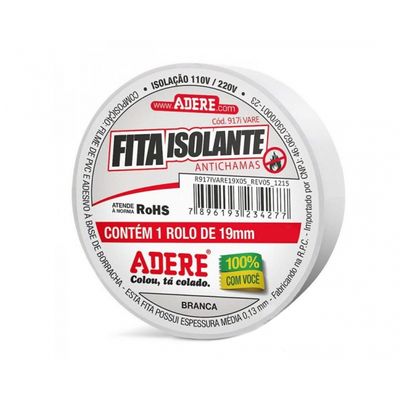 Fita Isolante Adere Colorida 19Mmx05M Branca c/6pcs