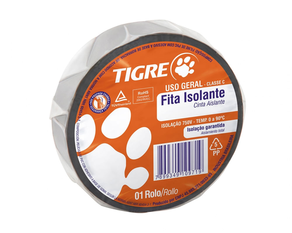 Fita Isolante Tigre Uso Geral 18Mmx20M