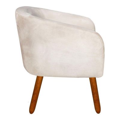Poltrona Stella Suede Bege Pés Palito Castanho Drossi