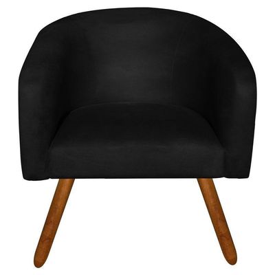 Poltrona Stella Suede Preto Pés Palito Castanho Drossi