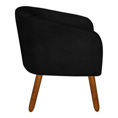 Poltrona Stella Suede Preto Pés Palito Castanho Drossi