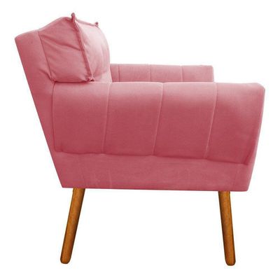 Poltrona Anitta Suede Rose Pés Palito Castanho D´rossi