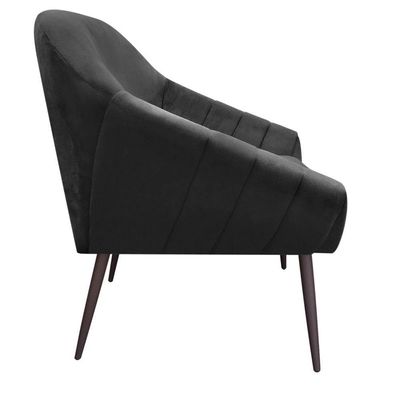 Kit 02 Poltronas Giovana Suede Preto Pés Palito Ferro Drossi