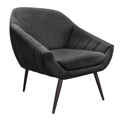 Kit 02 Poltronas Giovana Suede Preto Pés Palito Ferro Drossi