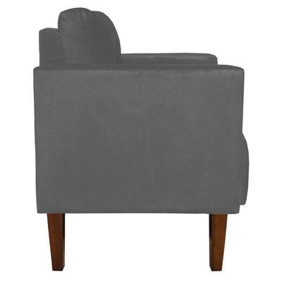 Kit 02 Poltronas Lívia Suede Grafite Pés Chanfrado Drossi