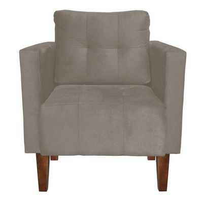 Kit 02 Poltronas Lívia Suede Marrom Rato Pés Chanfrado