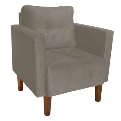 Kit 02 Poltronas Lívia Suede Marrom Rato Pés Chanfrado
